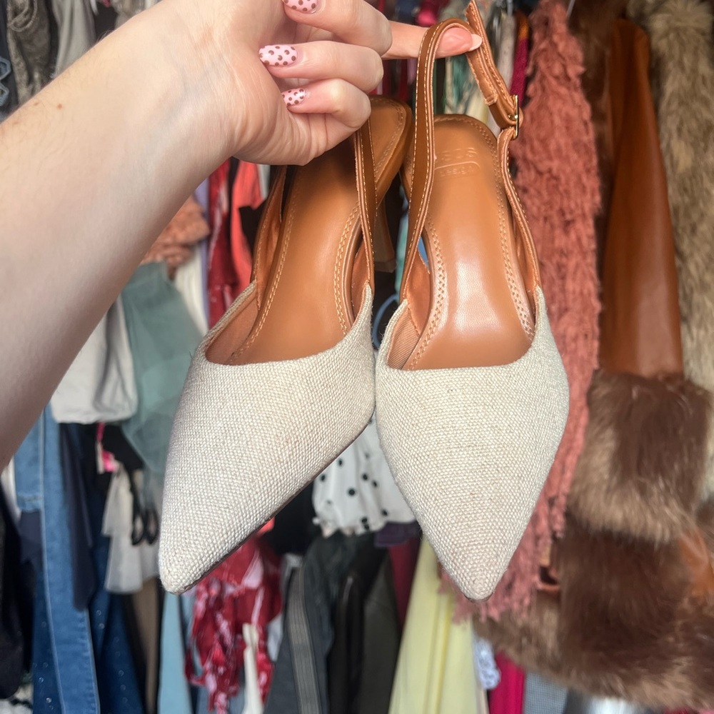 Asos Elegant Cream Canvas Slingback Heels